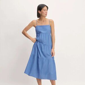 Everlane Guaze Tiered Dress Blue Opal XXS